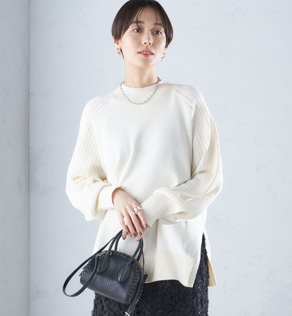 SHIPS for women「〈手洗い可能〉マーセライズ コットン 編地 切替 プルオーバー 24SS ◇」|ニット・セーター|