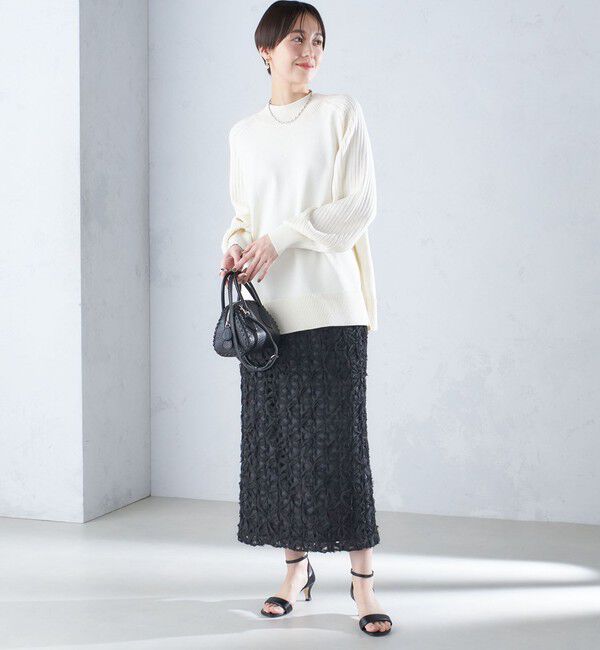 SHIPS for women「〈手洗い可能〉マーセライズ コットン 編地 切替 プルオーバー 24SS ◇」|ニット・セーター|