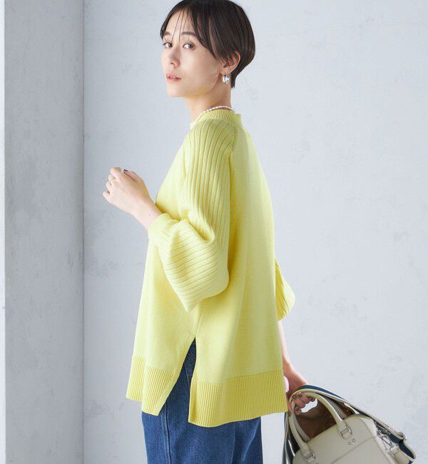 SHIPS for women「〈手洗い可能〉マーセライズ コットン 編地 切替 プルオーバー 24SS ◇」|ニット・セーター|