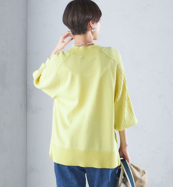 SHIPS for women「〈手洗い可能〉マーセライズ コットン 編地 切替 プルオーバー 24SS ◇」|ニット・セーター|