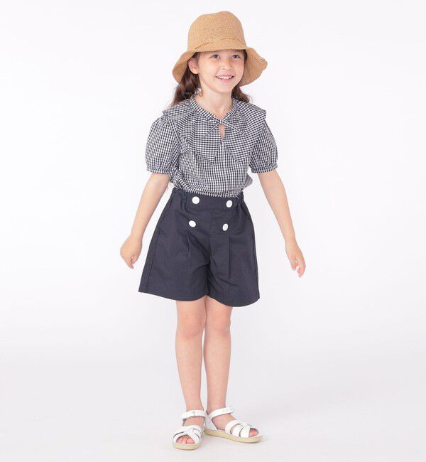 SHIPS KIDS「SHIPS KIDS:100～130cm / ギンガムチェック 半袖 ブラウス」|シャツ・ブラウス|