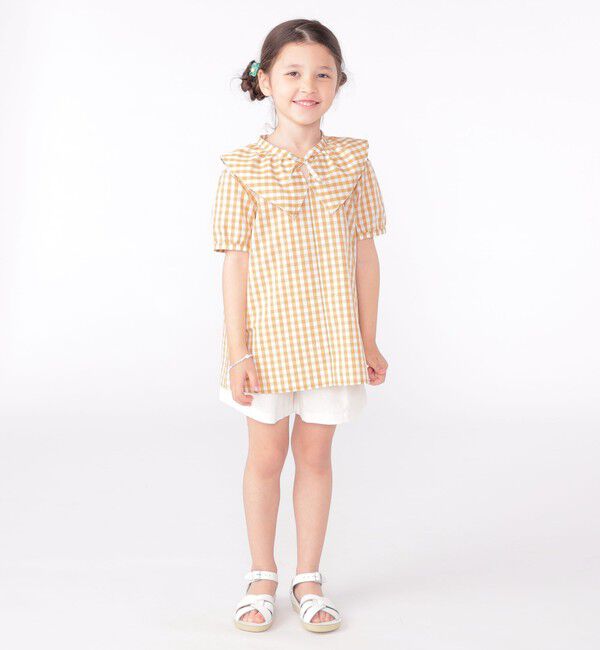 SHIPS KIDS「SHIPS KIDS:100～130cm / ギンガムチェック 半袖 ブラウス」|シャツ・ブラウス|