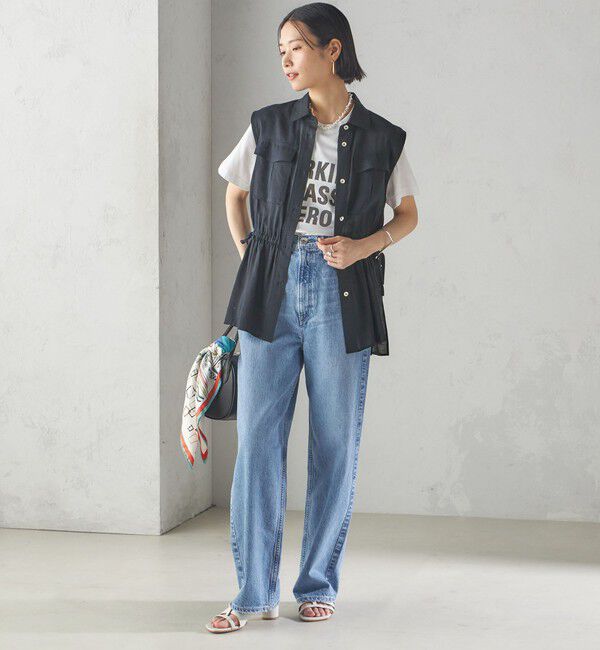 SHIPS for women「〈手洗い可能〉IMPERIAL LINEN Wポケット ノースリーブ シャツ」|シャツ・ブラウス|