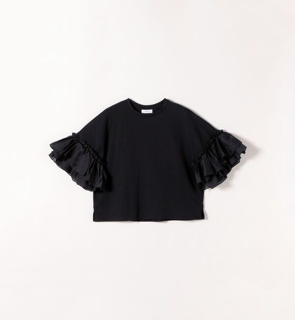 SHIPS any「SHIPS any:〈洗濯機可能〉フリル スリーブ クルーネック コンパクト TEE」|Tシャツ・カットソー|