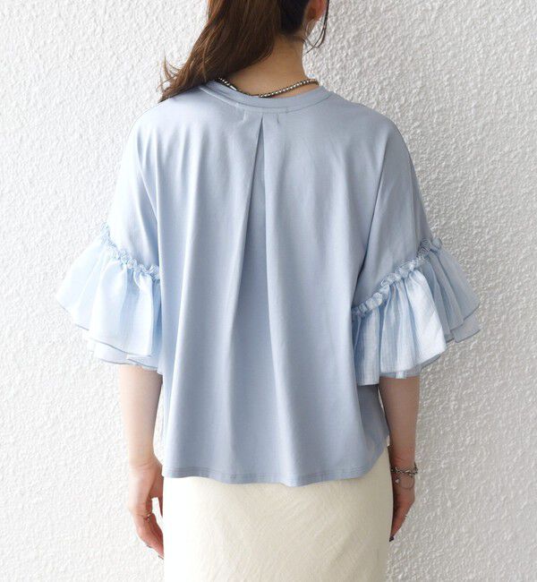 SHIPS any「SHIPS any:〈洗濯機可能〉フリル スリーブ クルーネック コンパクト TEE」|Tシャツ・カットソー|
