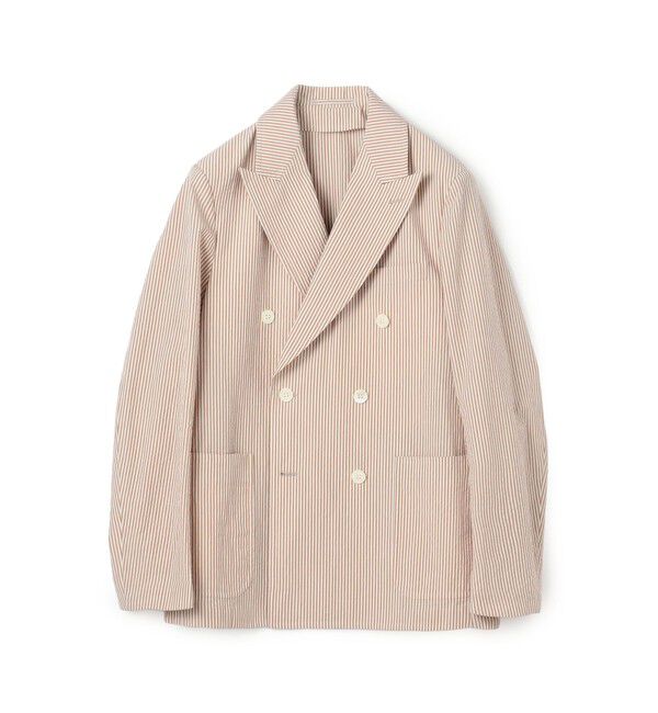 TOMORROWLAND MENS「コットンシアサッカー ダブルブレステッド 6Bジャケット ZANIERI」|テーラードジャケット|44 ブラウン系
