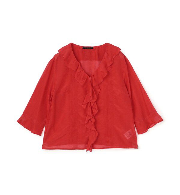 TOMORROWLAND collection「コットンシルクシャンブレー ラッフルブラウス」|シャツ・ブラウス|35 レッド