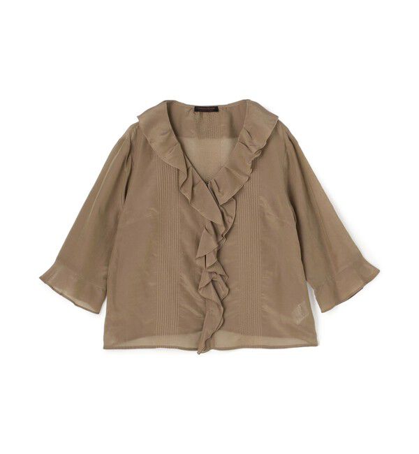 TOMORROWLAND collection「コットンシルクシャンブレー ラッフルブラウス」|シャツ・ブラウス|47 ブラウン