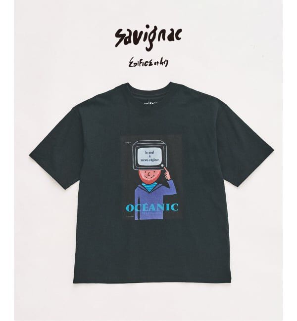 417 EDIFICE「SAVIGNAC&times;417 グラフィックTシャツ」|Tシャツ・カットソー|ブラック