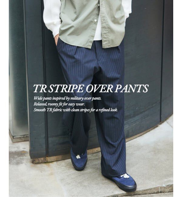 JOURNAL STANDARD「TR ストライプ オーバー パンツ」|スラックス|ネイビー
