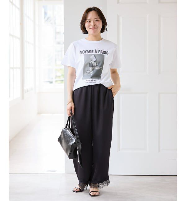 U by SPICK&SPAN「レースヘムイージーパンツ」|スラックス|
