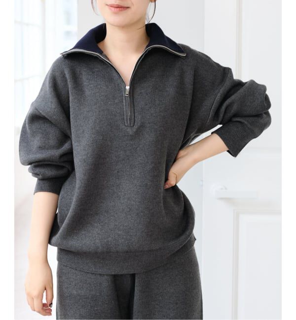 U by SPICK&SPAN「《予約》スウェットライクハーフジップニット」|ニット・セーター|