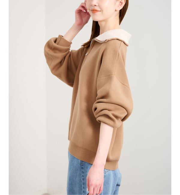 U by SPICK&SPAN「《予約》スウェットライクハーフジップニット」|ニット・セーター|