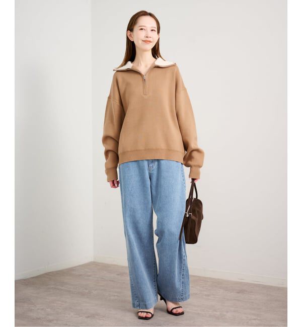 U by SPICK&SPAN「《予約》スウェットライクハーフジップニット」|ニット・セーター|