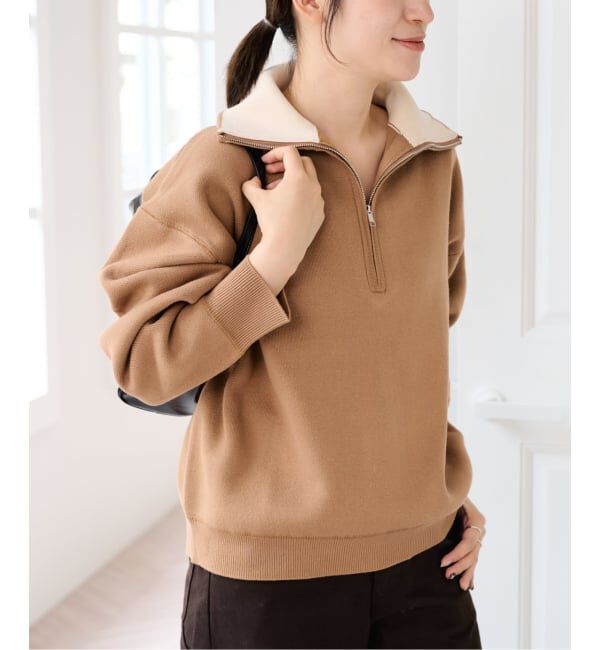 U by SPICK&SPAN「《予約》スウェットライクハーフジップニット」|ニット・セーター|