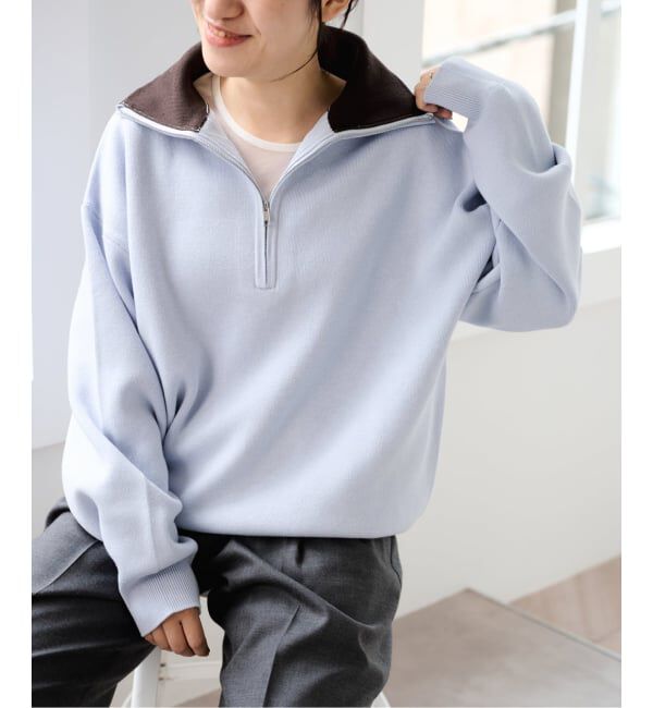 U by SPICK&SPAN「《予約》スウェットライクハーフジップニット」|ニット・セーター|