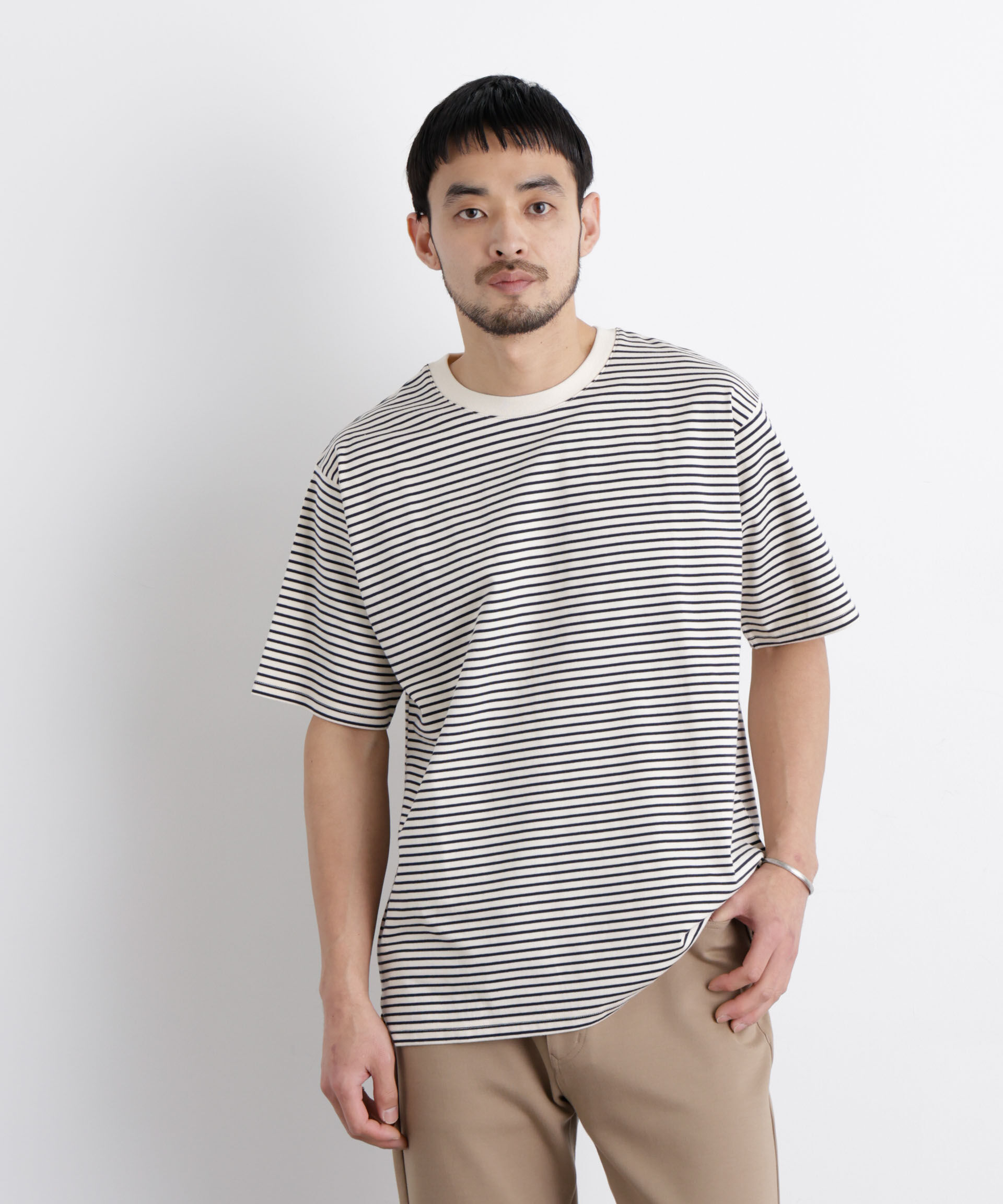 NANO universe「ボーダーTシャツ 半袖」|Tシャツ・カットソー|ネイビー
