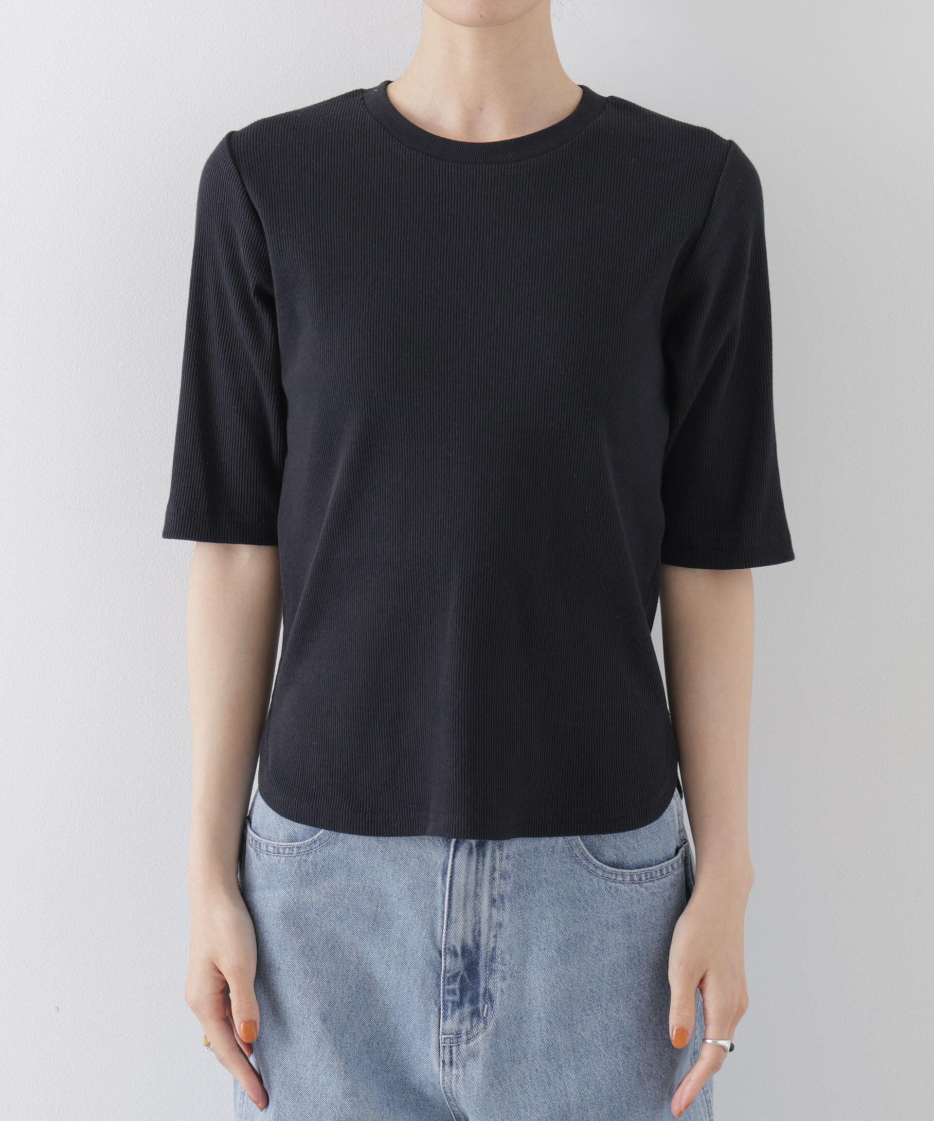 NANO universe「UVカット抗菌防臭吸水速乾イージーケアリブ半袖」|Tシャツ・カットソー|