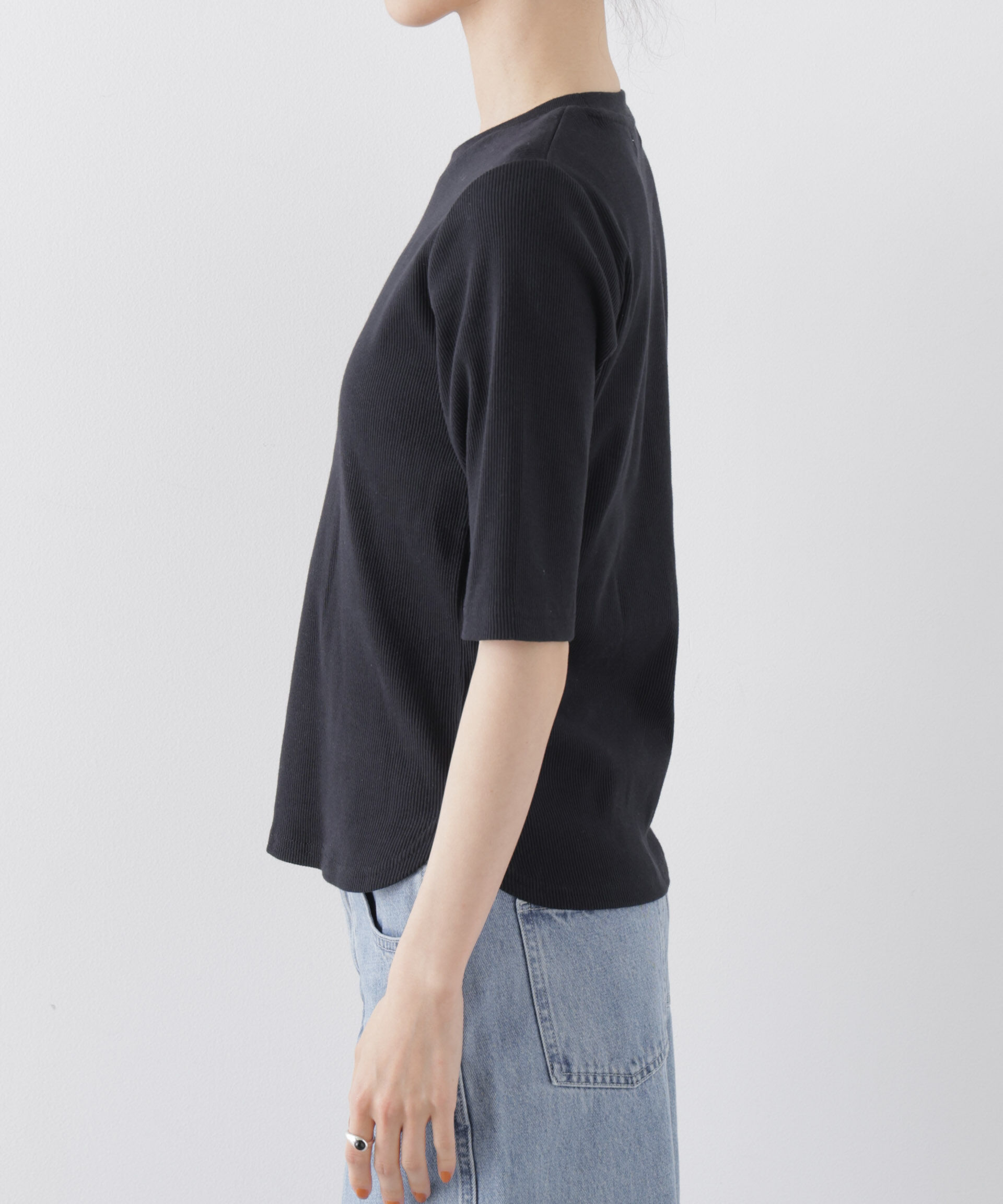 NANO universe「UVカット抗菌防臭吸水速乾イージーケアリブ半袖」|Tシャツ・カットソー|