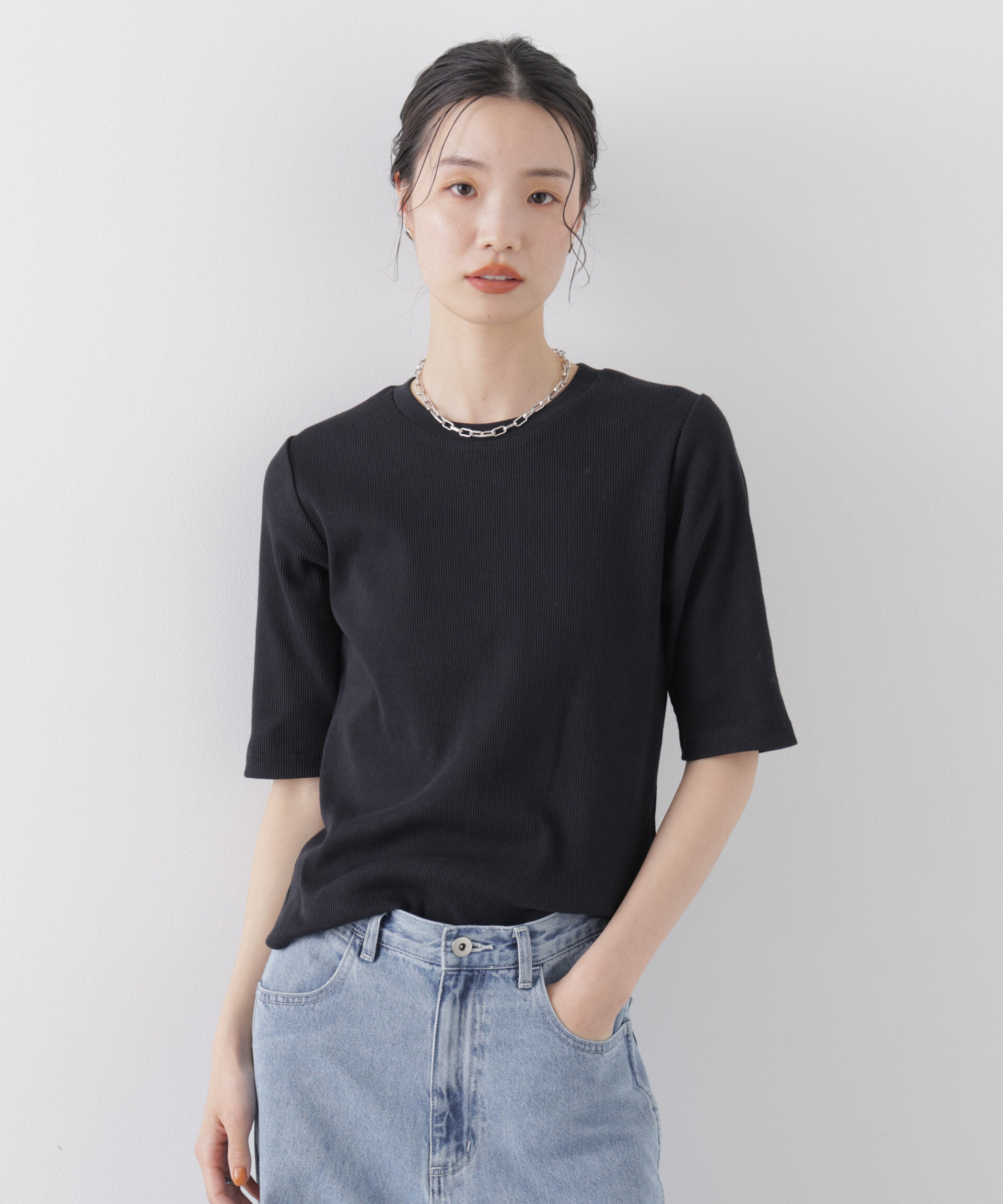 NANO universe「UVカット抗菌防臭吸水速乾イージーケアリブ半袖」|Tシャツ・カットソー|