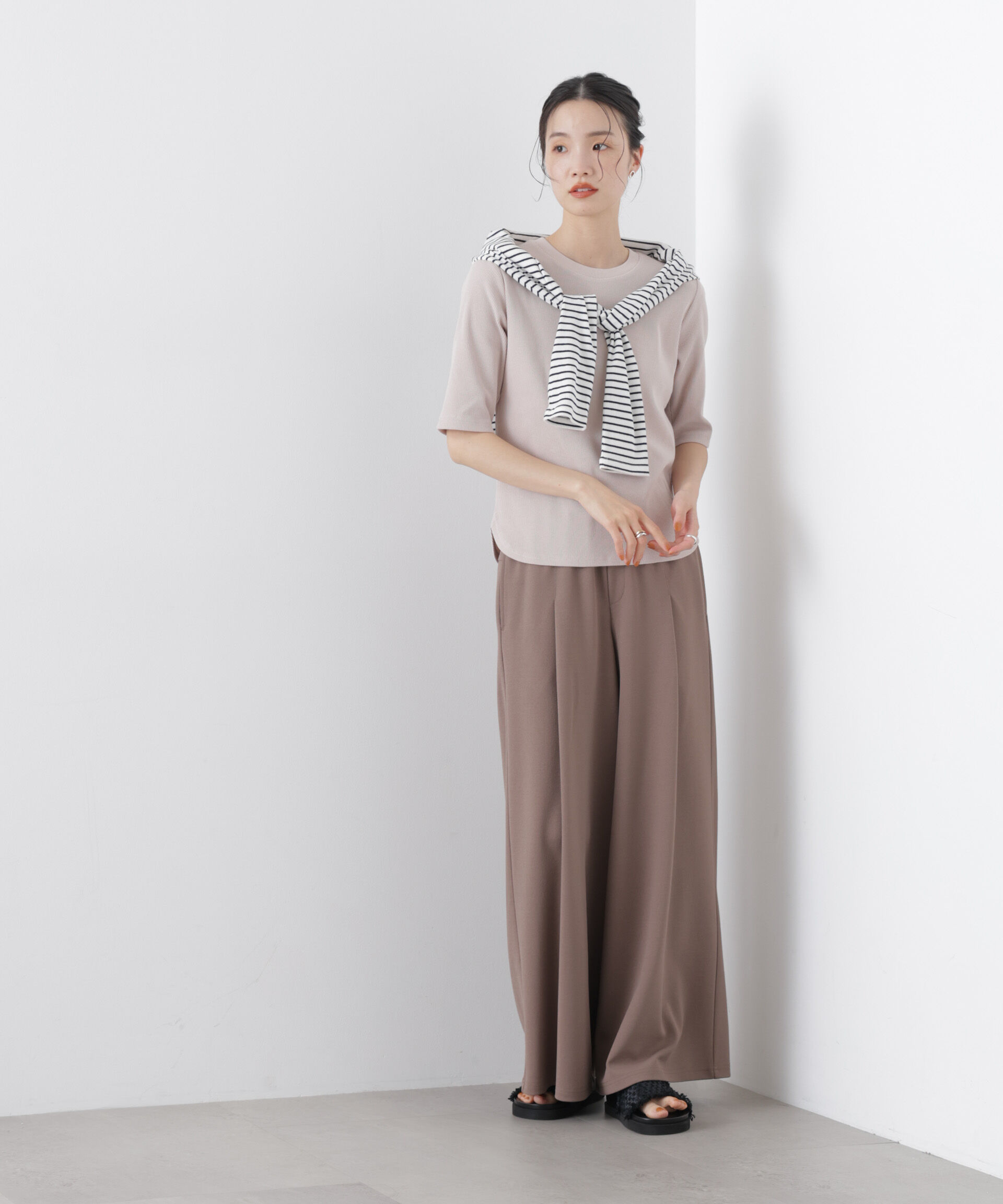 NANO universe「UVカット抗菌防臭吸水速乾イージーケアリブ半袖」|Tシャツ・カットソー|