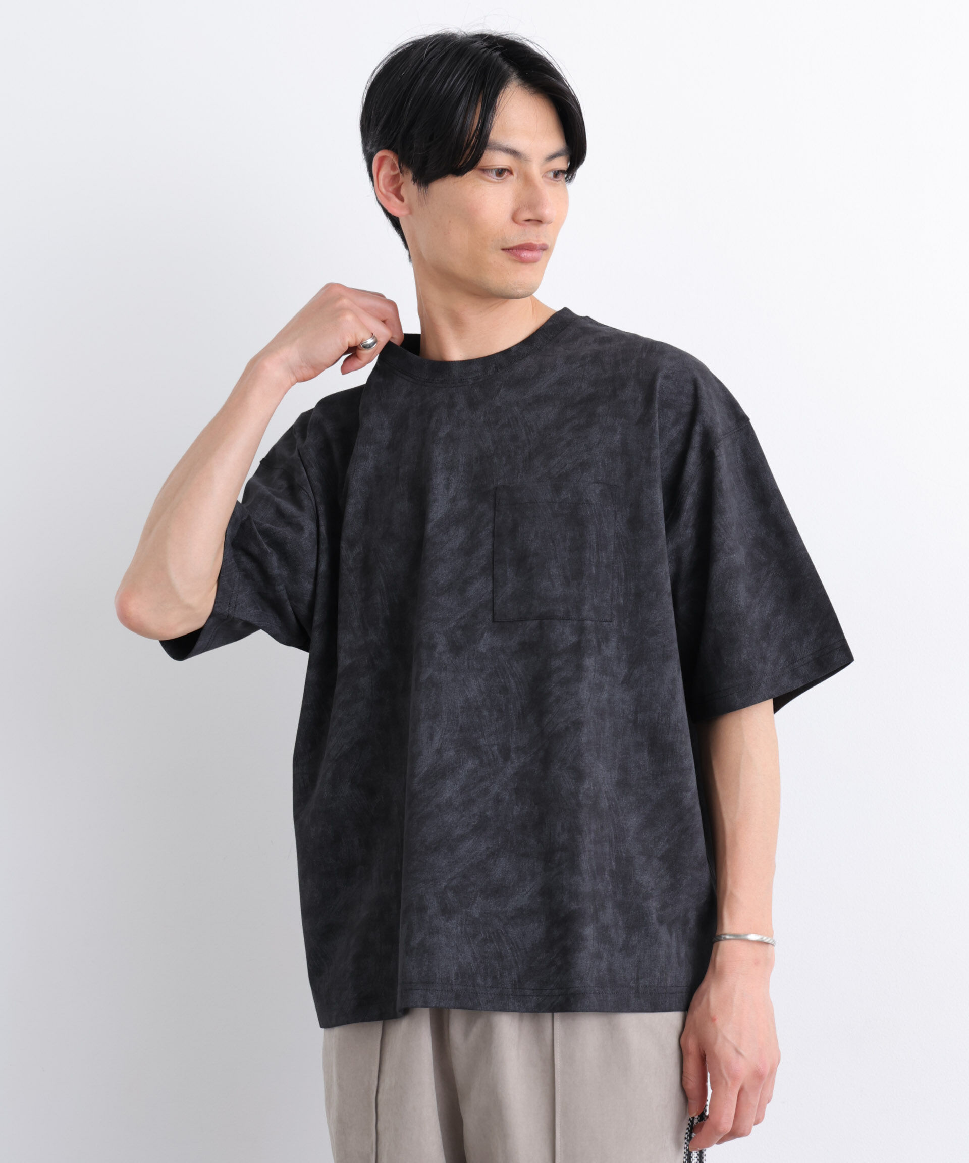 NANO universe「NORMANBROS/NORMANBROS別注 プレーティングフェードTシャツ半袖」|Tシャツ・カットソー|ブラック