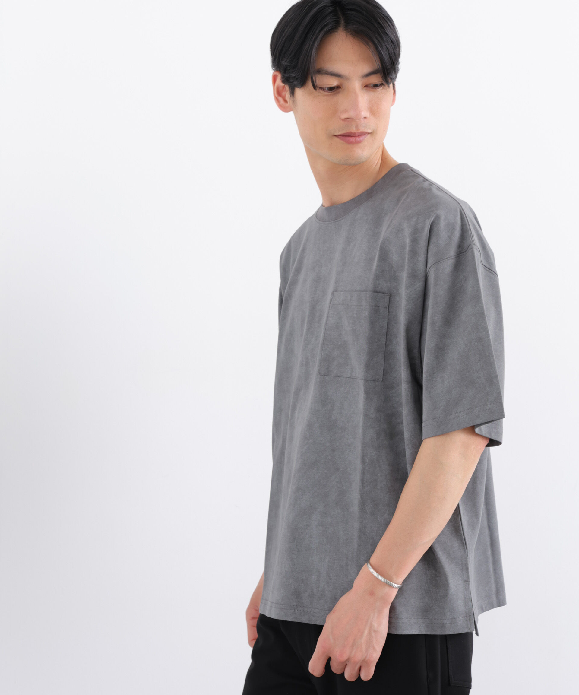 NANO universe「NORMANBROS/NORMANBROS別注 プレーティングフェードTシャツ半袖」|Tシャツ・カットソー|グレー