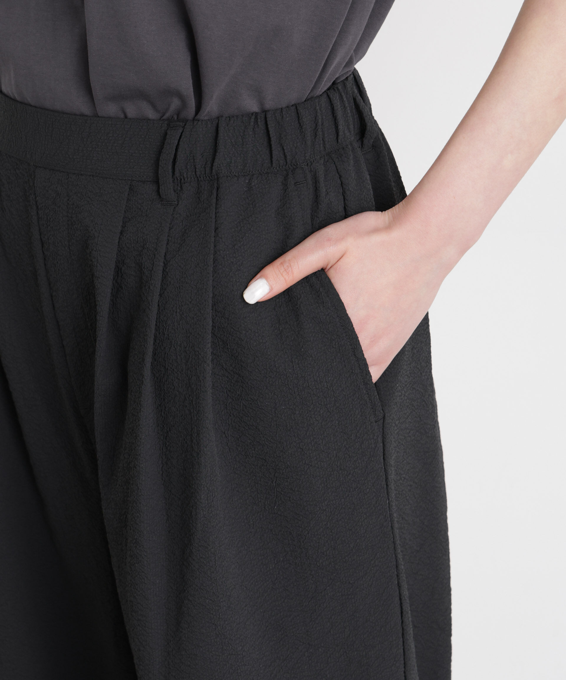 nano･universe「THOUSAND MILE/SEERSUCKER WIDE PANTS(セットアップ可)」|チノ|