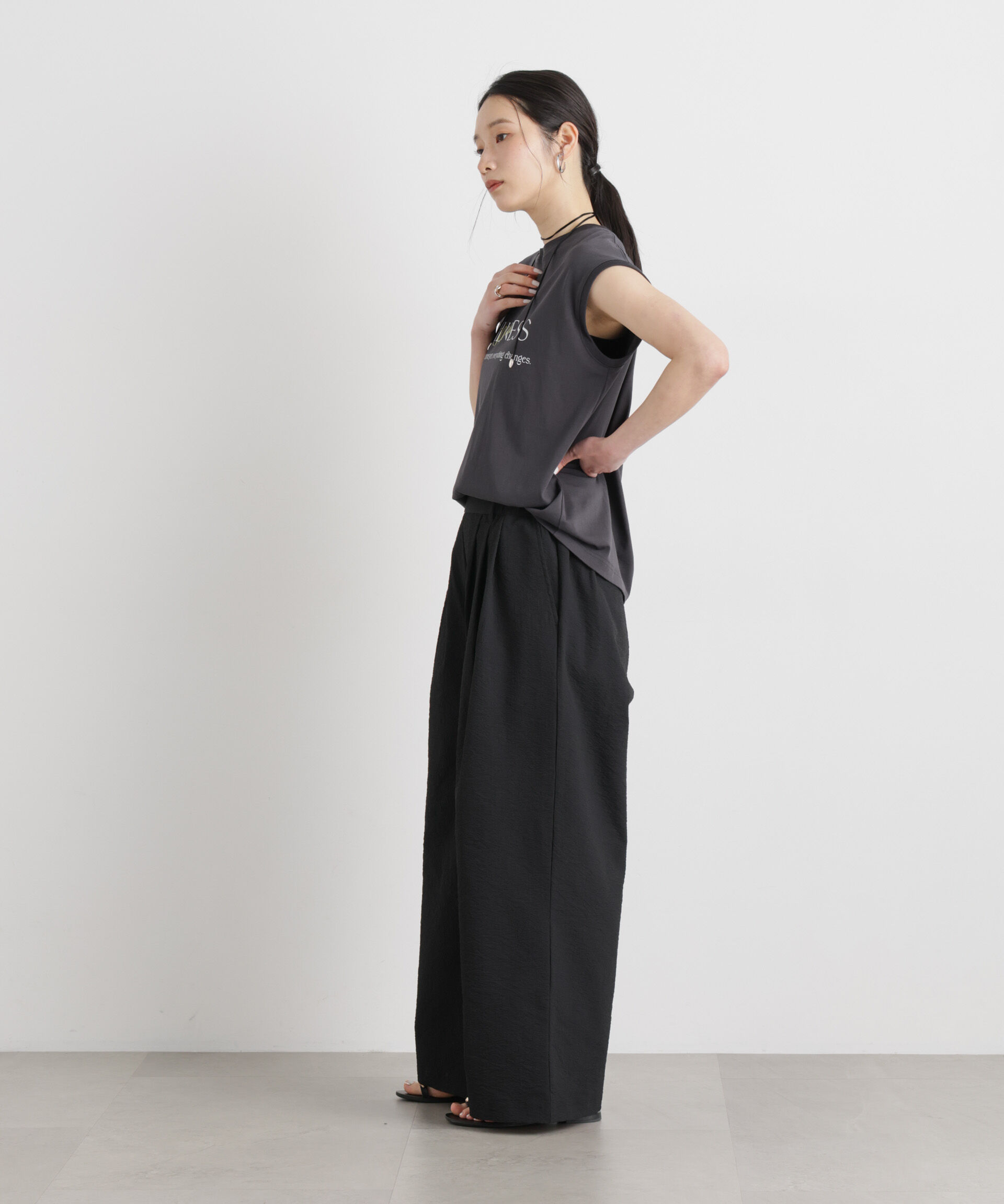 nano･universe「THOUSAND MILE/SEERSUCKER WIDE PANTS(セットアップ可)」|チノ|