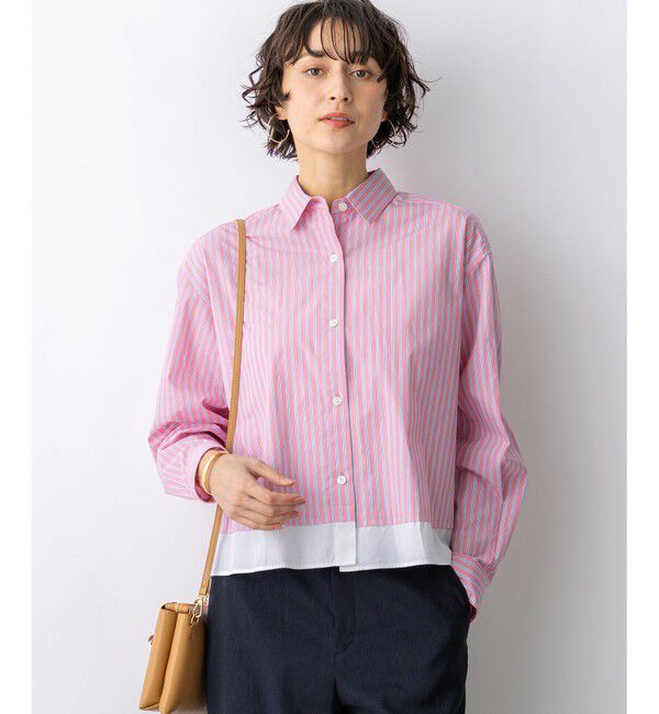 23区「【Oggi掲載】CANCLINI レギュラーカラー ストライプ クロップドシャツ」|シャツ・ブラウス|ﾋﾟﾝｸ&times;ｻｯ