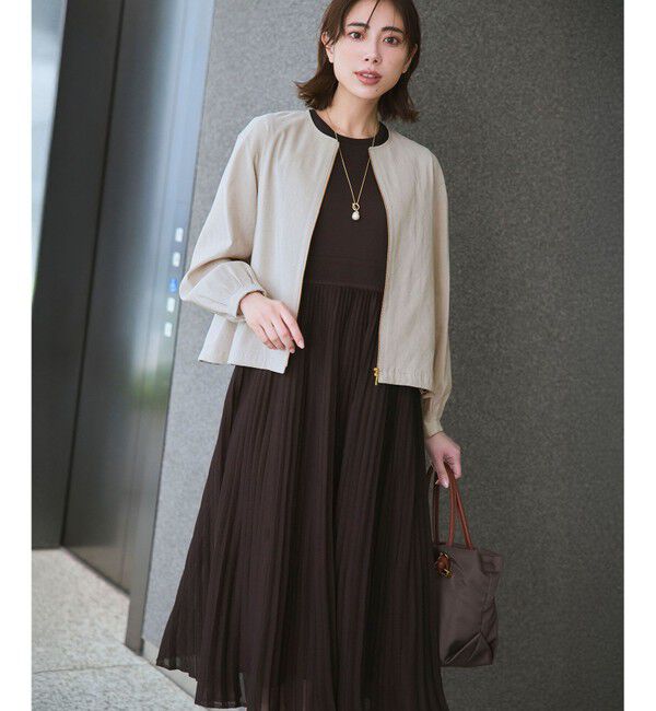 23区「リネンレーヨンストレッチ ノーカラー ブルゾン」|その他|