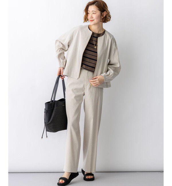 23区「リネンレーヨンストレッチ ノーカラー ブルゾン」|その他|