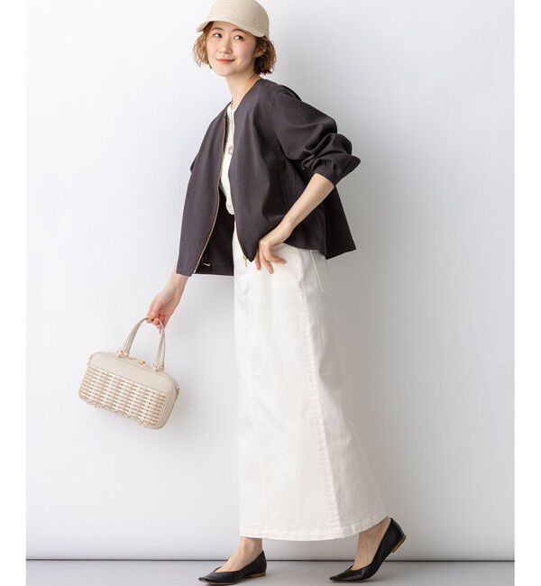 23区「リネンレーヨンストレッチ ノーカラー ブルゾン」|その他|