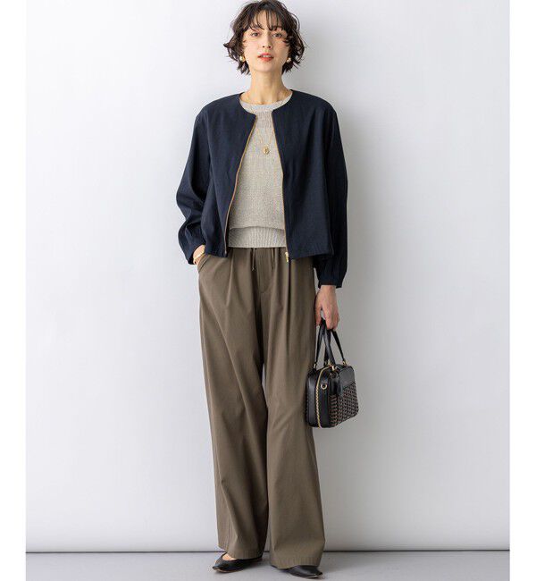 23区「リネンレーヨンストレッチ ノーカラー ブルゾン」|その他|