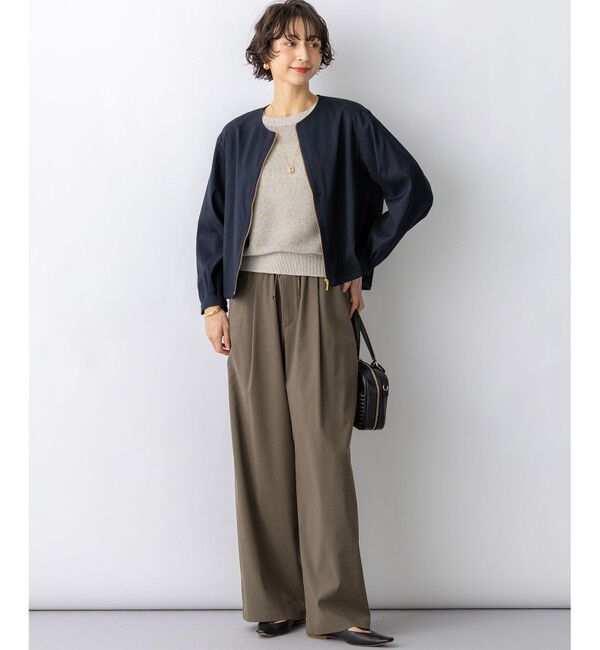 23区「リネンレーヨンストレッチ ノーカラー ブルゾン」|その他|