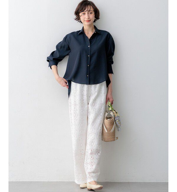 23区「【見上愛さん着用】ラッセルオーナメントレース ワイド パンツ」|その他|