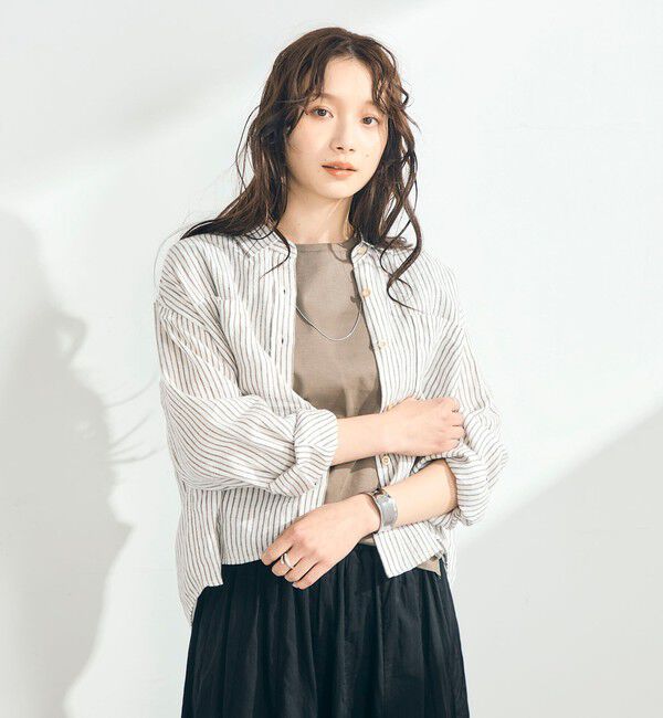 fredy emue「LINEN100 クロップドシャツ」|シャツ・ブラウス|ベージュ系その他