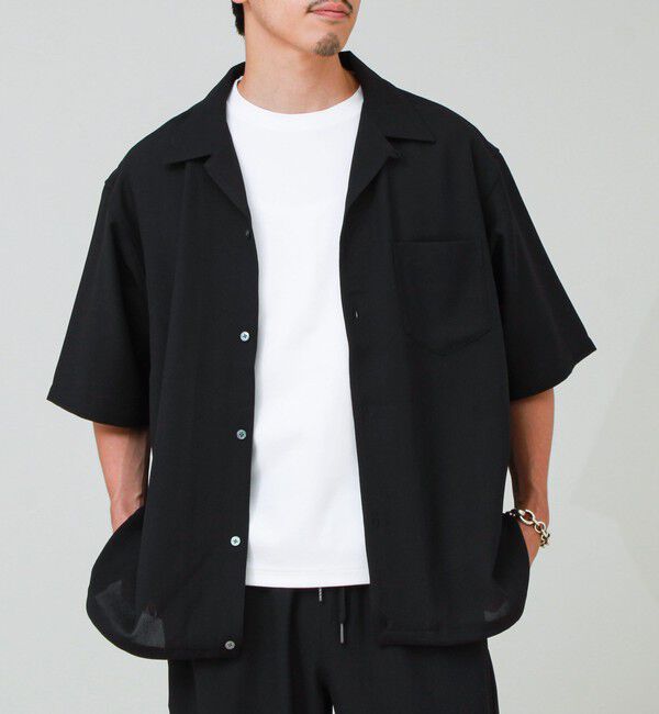 GLOSTER「【COOLMAX/セットアップ対応】エバレットメッシュオープンカラー半袖シャツ」|シャツ・ブラウス|