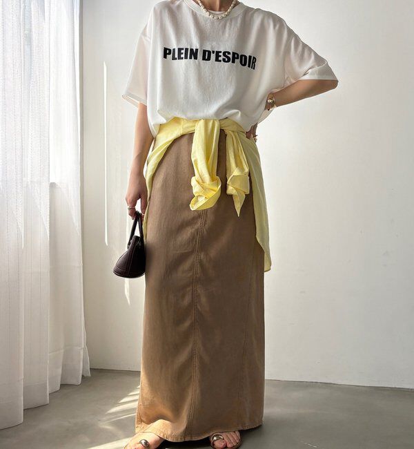  「PLEIN D'ESPOIR ジョーゼット半袖ロゴTEE」|シャツ・ブラウス|