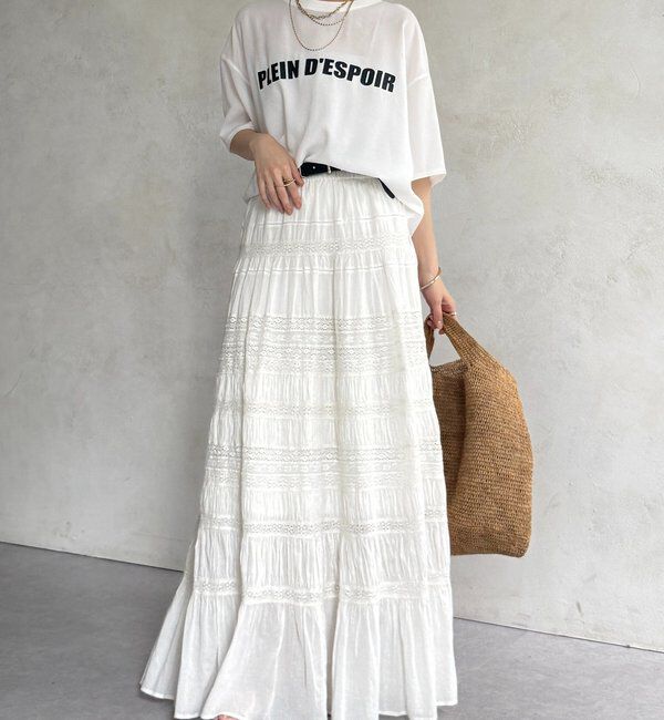  「PLEIN D'ESPOIR ジョーゼット半袖ロゴTEE」|シャツ・ブラウス|