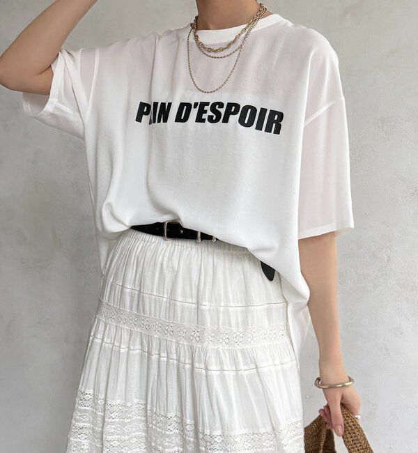  「PLEIN D'ESPOIR ジョーゼット半袖ロゴTEE」|シャツ・ブラウス|