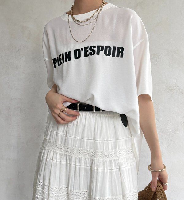  「PLEIN D'ESPOIR ジョーゼット半袖ロゴTEE」|シャツ・ブラウス|