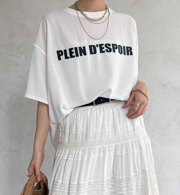  「PLEIN D'ESPOIR ジョーゼット半袖ロゴTEE」|シャツ・ブラウス|