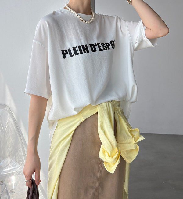  「PLEIN D'ESPOIR ジョーゼット半袖ロゴTEE」|シャツ・ブラウス|