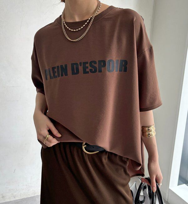  「PLEIN D'ESPOIR ジョーゼット半袖ロゴTEE」|シャツ・ブラウス|