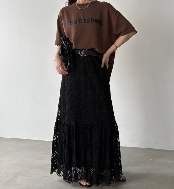  「PLEIN D'ESPOIR ジョーゼット半袖ロゴTEE」|シャツ・ブラウス|