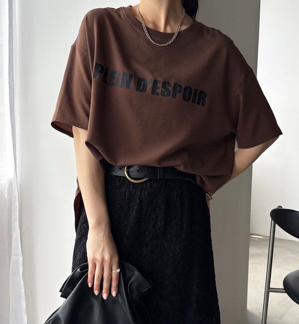  「PLEIN D'ESPOIR ジョーゼット半袖ロゴTEE」|シャツ・ブラウス|