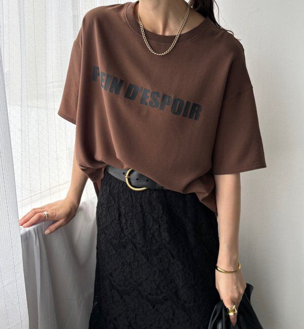  「PLEIN D'ESPOIR ジョーゼット半袖ロゴTEE」|シャツ・ブラウス|