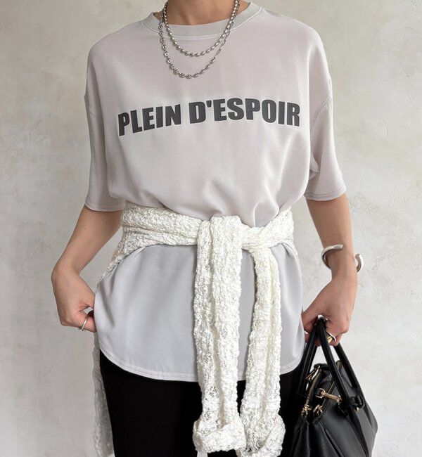  「PLEIN D'ESPOIR ジョーゼット半袖ロゴTEE」|シャツ・ブラウス|