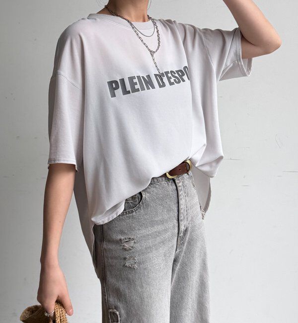  「PLEIN D'ESPOIR ジョーゼット半袖ロゴTEE」|シャツ・ブラウス|